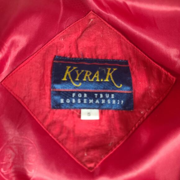 Kyra K Red Yellow Equestrian Horse Sugar Pouch Jacket Coat Windbreaker Vintage S - Picture 7 of 10